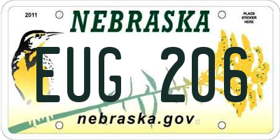 NE license plate EUG206