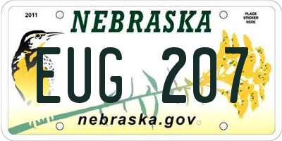 NE license plate EUG207
