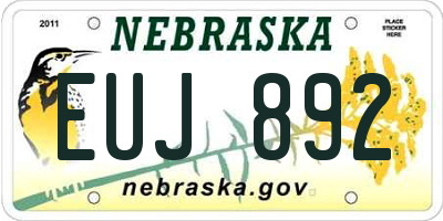 NE license plate EUJ892