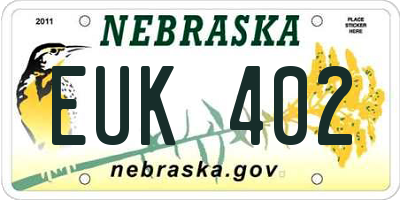 NE license plate EUK402