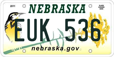 NE license plate EUK536