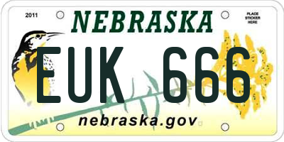 NE license plate EUK666
