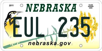 NE license plate EUL235