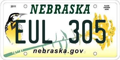 NE license plate EUL305