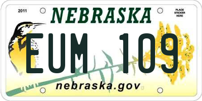 NE license plate EUM109
