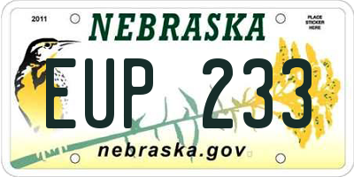 NE license plate EUP233