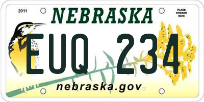 NE license plate EUQ234