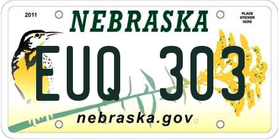 NE license plate EUQ303