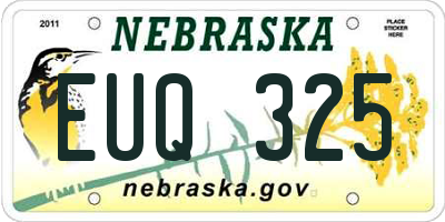 NE license plate EUQ325