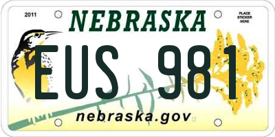 NE license plate EUS981