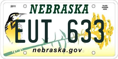 NE license plate EUT633