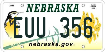NE license plate EUU356