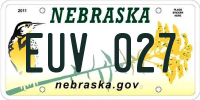NE license plate EUV027