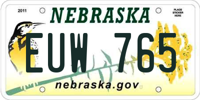 NE license plate EUW765
