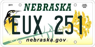 NE license plate EUX251