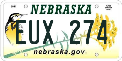 NE license plate EUX274