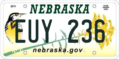 NE license plate EUY236