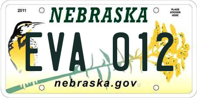 NE license plate EVA012
