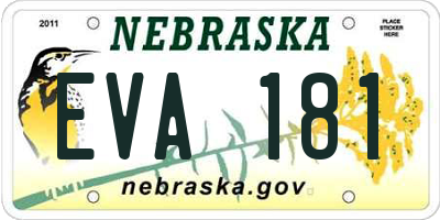 NE license plate EVA181
