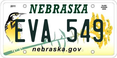 NE license plate EVA549