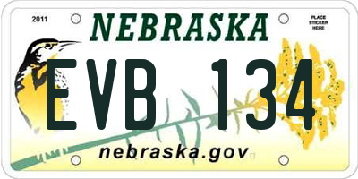 NE license plate EVB134