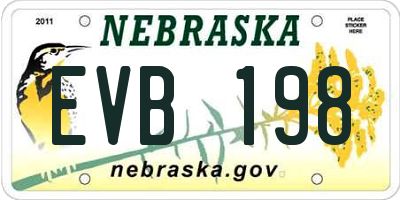 NE license plate EVB198