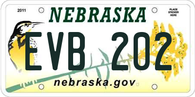 NE license plate EVB202