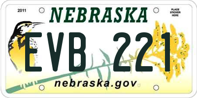 NE license plate EVB221