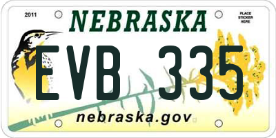 NE license plate EVB335