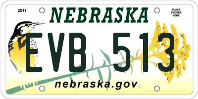NE license plate EVB513