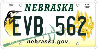 NE license plate EVB562