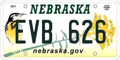 NE license plate EVB626