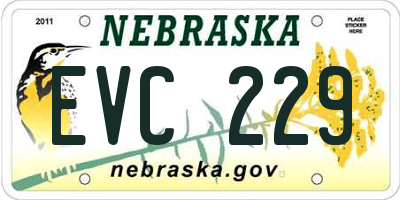 NE license plate EVC229