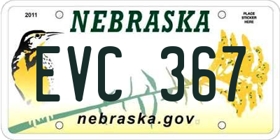 NE license plate EVC367
