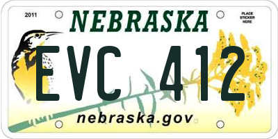 NE license plate EVC412