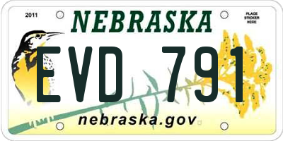 NE license plate EVD791