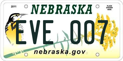 NE license plate EVE007