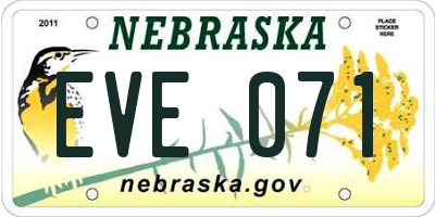 NE license plate EVE071