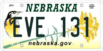 NE license plate EVE131