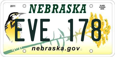 NE license plate EVE178