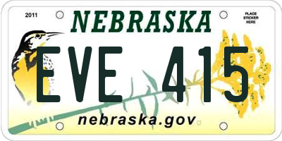 NE license plate EVE415
