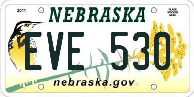 NE license plate EVE530