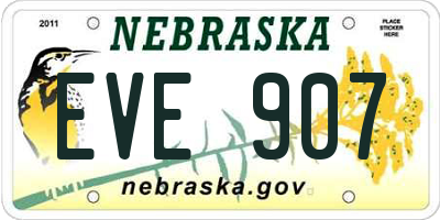 NE license plate EVE907