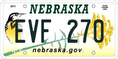 NE license plate EVF270