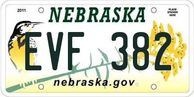 NE license plate EVF382