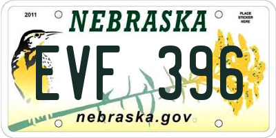 NE license plate EVF396