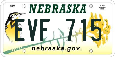 NE license plate EVF715