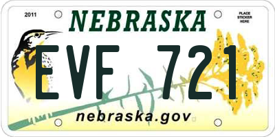 NE license plate EVF721