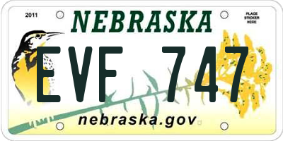 NE license plate EVF747