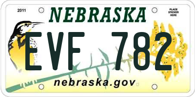 NE license plate EVF782